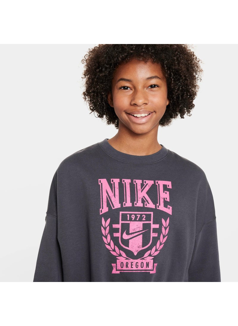 Kids' Sportswear Oversized Fleece Sweatshirt