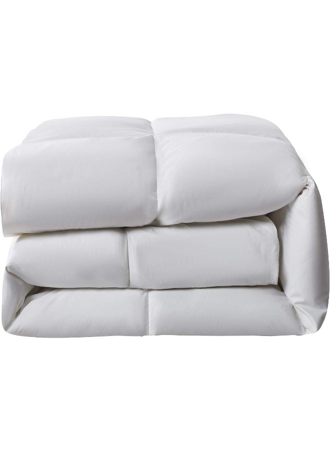 Serta White Goose Feather Down Comforter King Size, Light Warmth 300 Thread Count Down Duvet Insert 100% Cotton Down Proof Cover 500 Fill Power Duvet Comforter Hypoallergenic