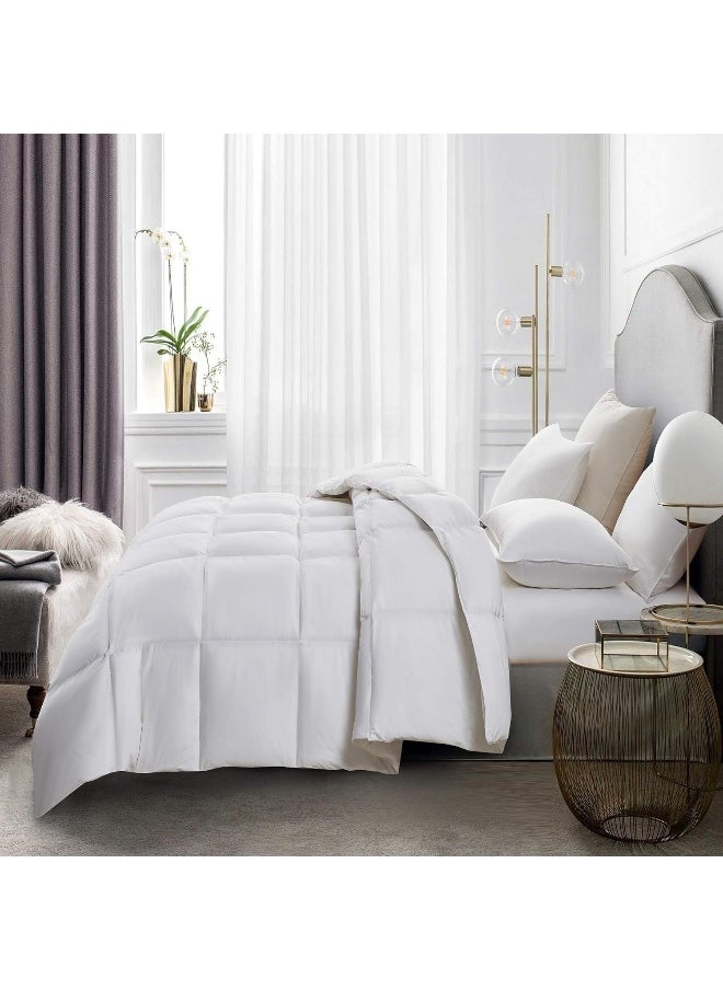 Serta White Goose Feather Down Comforter King Size, Light Warmth 300 Thread Count Down Duvet Insert 100% Cotton Down Proof Cover 500 Fill Power Duvet Comforter Hypoallergenic