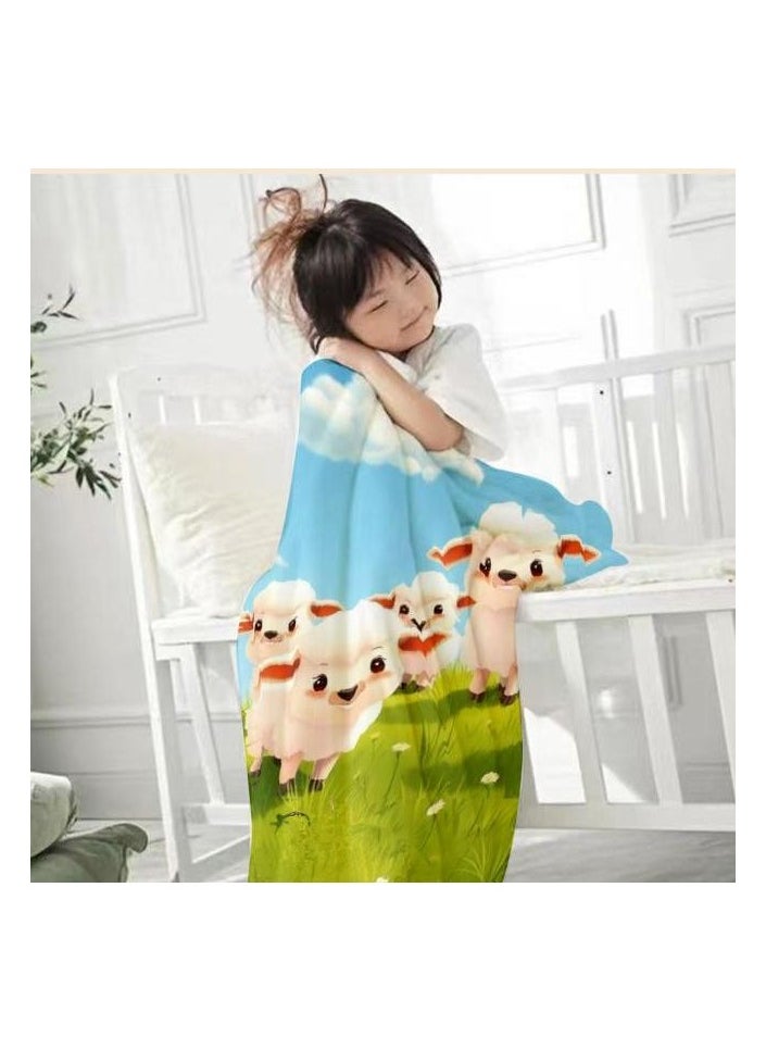 Children's or student cartoon flannel thin blanket (warm and comfortable, suitable for sleep, games) 100cm*150cm - 395