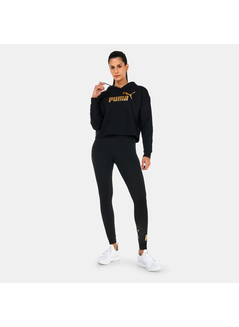Women's Essentials+ Metallic Logo Cropped Hoodie