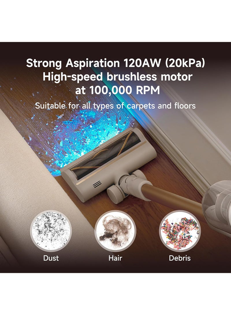 U20 Cordless Vacuum, Blue Light Dust Reveal, 120AW Suction Power, Multi-surface Anti-tangle Brush, Multi-layer 99.9% Filtration, Convenient Maintenance, Swappable Battery Pack 150 W VPV11A White