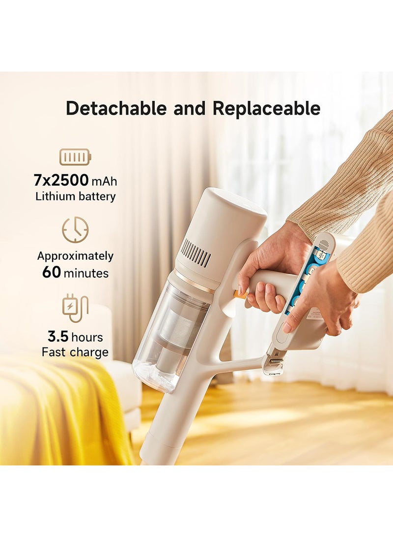 U20 Cordless Vacuum, Blue Light Dust Reveal, 120AW Suction Power, Multi-surface Anti-tangle Brush, Multi-layer 99.9% Filtration, Convenient Maintenance, Swappable Battery Pack 150 W VPV11A White