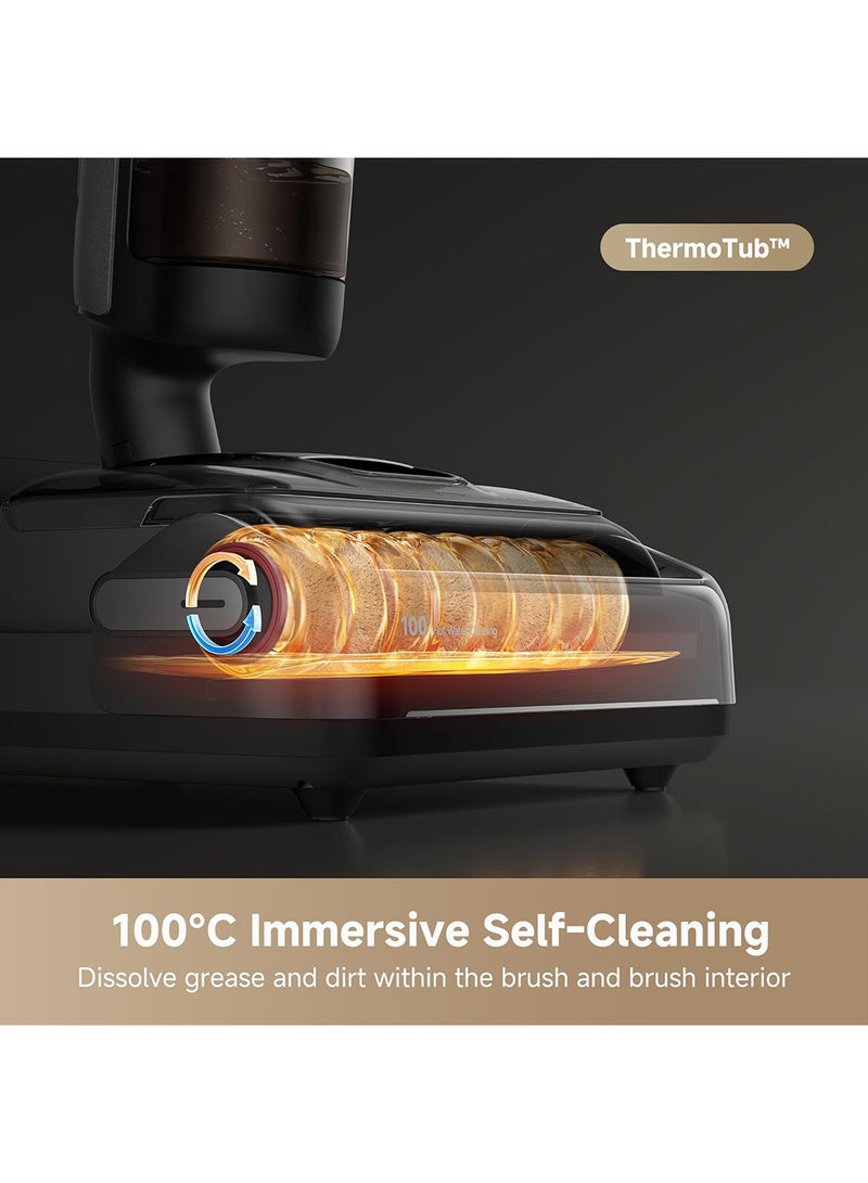 H15 Pro Wet and Dry Vacuum, GapFree AI DescendReach Robotic Arm, Triple Edge Coverage, 21KPa Suction, 0 Tangle, Immersive 100°C Brush Wash, 5 min 90°C Drying, 180° Lie-Flat, App Control 200 W HHR46A Black