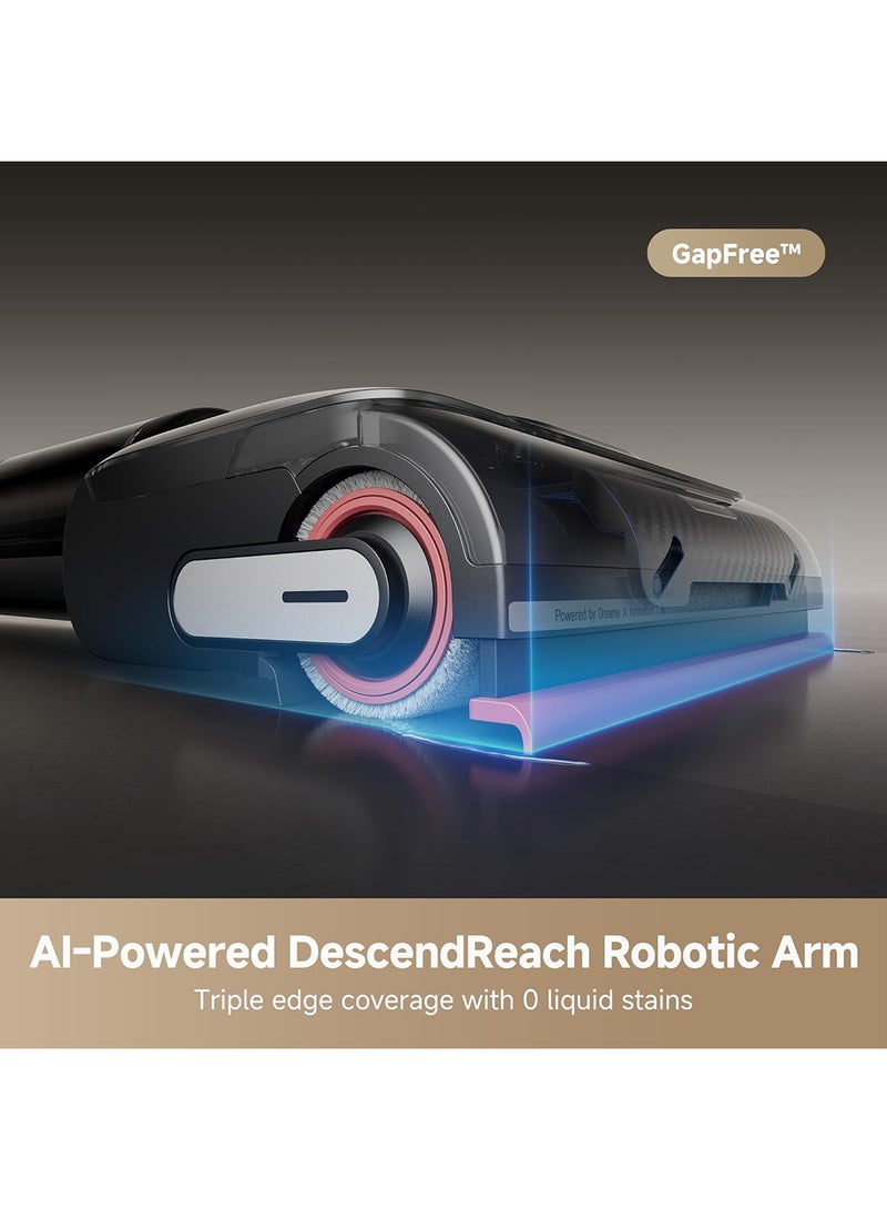 H15 Pro Wet and Dry Vacuum, GapFree AI DescendReach Robotic Arm, Triple Edge Coverage, 21KPa Suction, 0 Tangle, Immersive 100°C Brush Wash, 5 min 90°C Drying, 180° Lie-Flat, App Control 200 W HHR46A Black