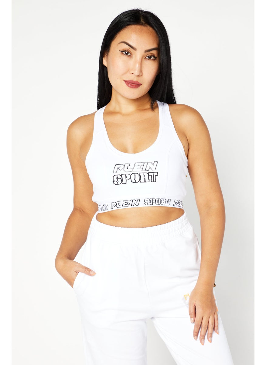 Women Sportswear Fit Sleeveless Gym Top, White