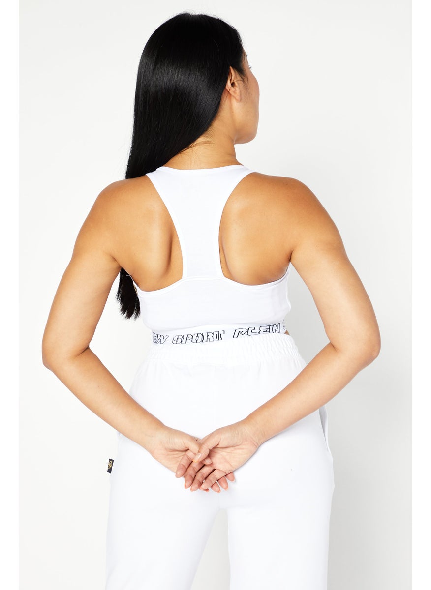 Women Sportswear Fit Sleeveless Gym Top, White