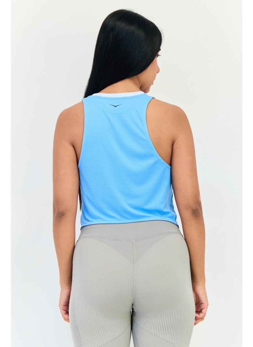 Women Sportswear Fit Sleeveless Training Tank Top, Light Blue
