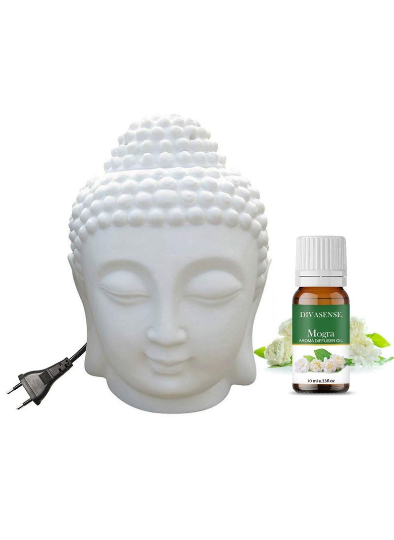 Home Decorative Electric White Ceremic Oil Buddha DiffuserBurner with Mogra Oil