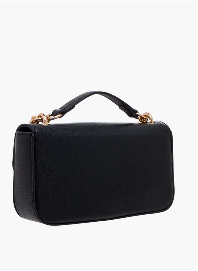 Textured Crossbody Bag with Magnetic Flap Closure and Chain Strap