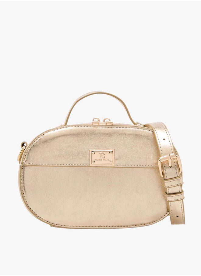 Women's Solid Crossbody Bag with Zip Closure and Detachable Strap