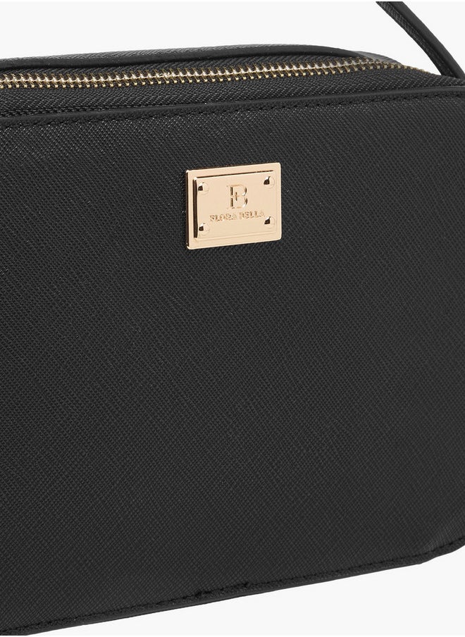 Textured Crossbody Bag with Chain Strap and Zip Closure