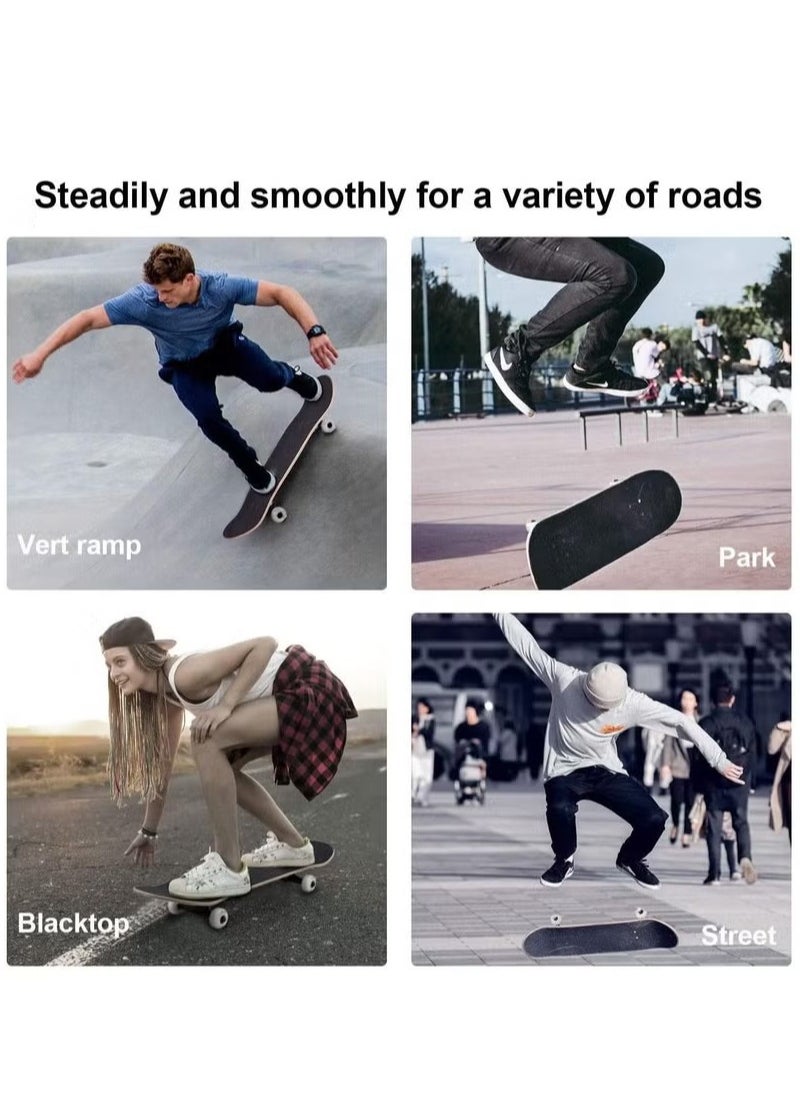 Complete Skateboard 7 Layer Maple Skateboard with Waterproof Emery and PU Skidproof Wheels Double Kick Concave Skateboard for Kids Teens and Adults