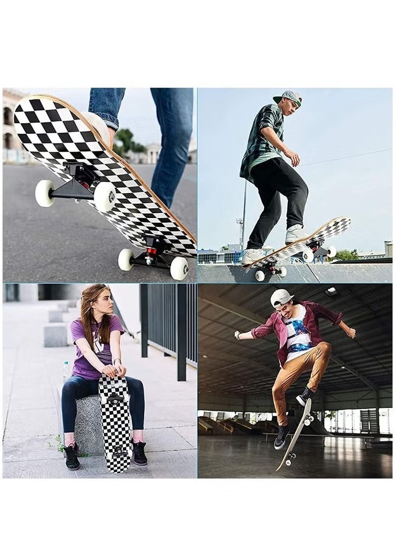 Complete Skateboard 7 Layer Maple Skateboard with Waterproof Emery and PU Skidproof Wheels Double Kick Concave Skateboard for Kids Teens and Adults