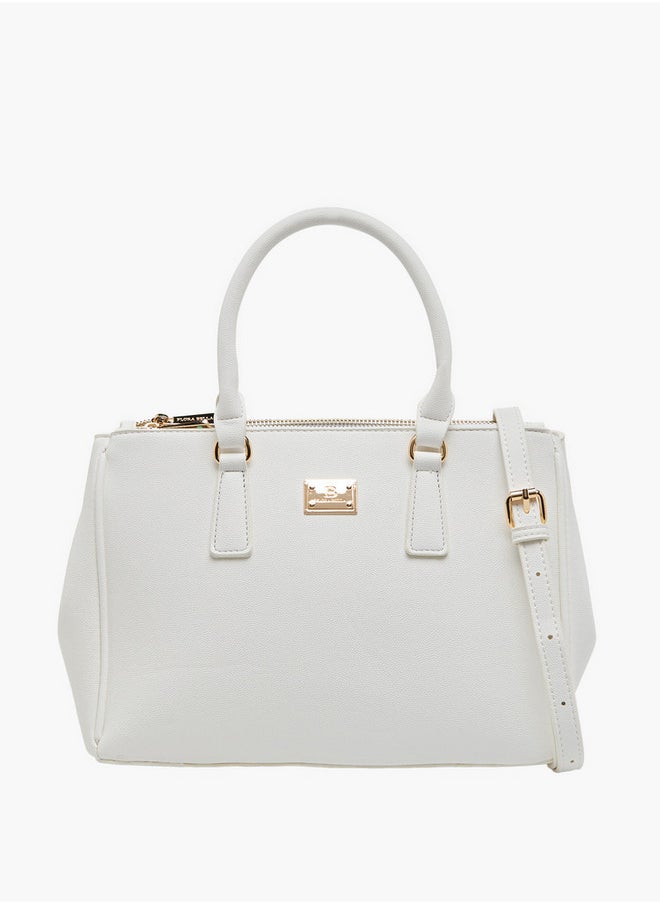 Solid Tote Bag with Zip Closure and Adjustable Strap