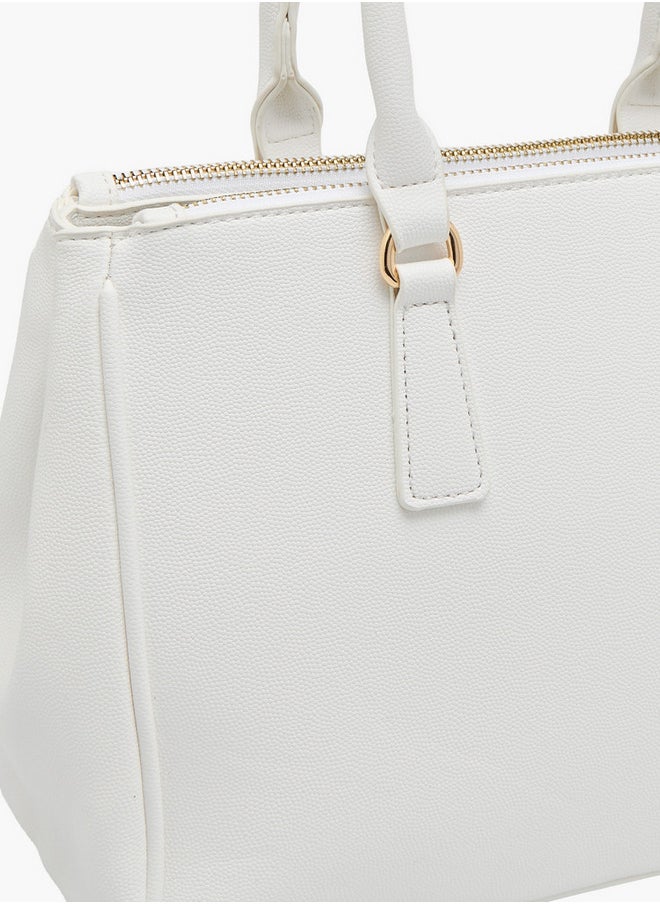 Solid Tote Bag with Zip Closure and Adjustable Strap
