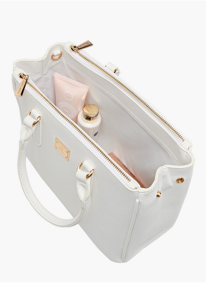 Solid Tote Bag with Zip Closure and Adjustable Strap