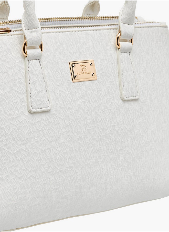 Solid Tote Bag with Zip Closure and Adjustable Strap