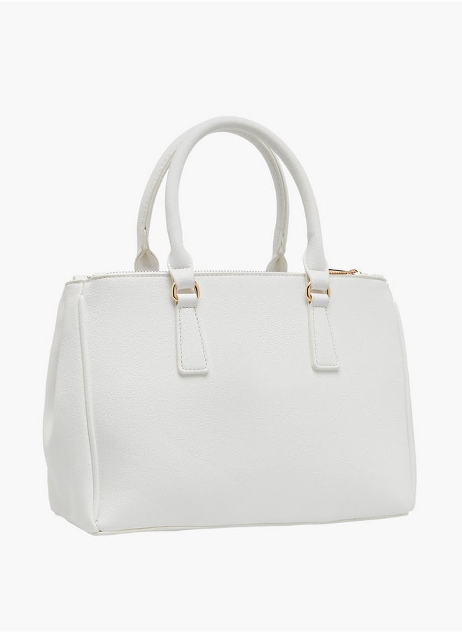 Solid Tote Bag with Zip Closure and Adjustable Strap