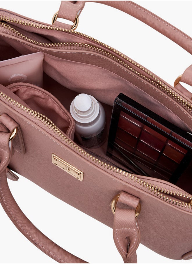 Solid Tote Bag with Zip Closure and Adjustable Strap