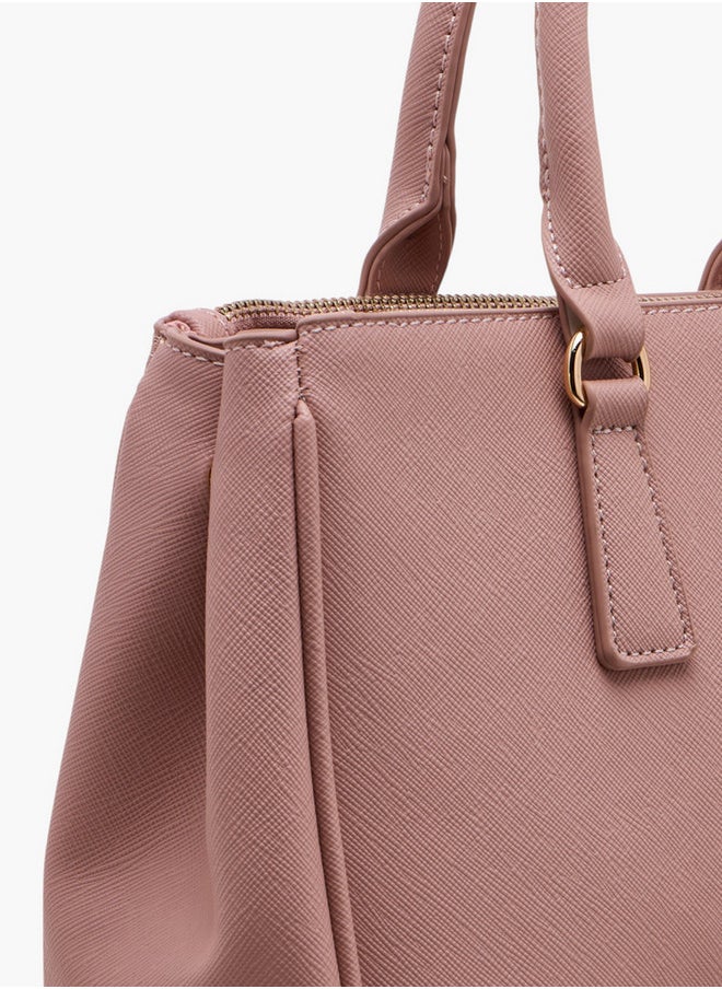 Solid Tote Bag with Zip Closure and Adjustable Strap