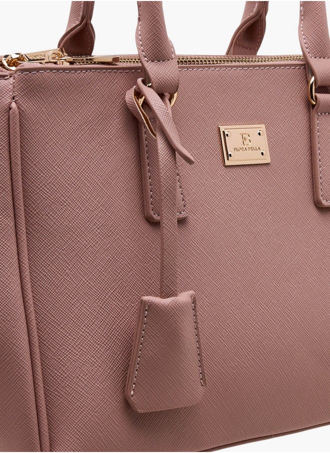 Solid Tote Bag with Zip Closure and Adjustable Strap