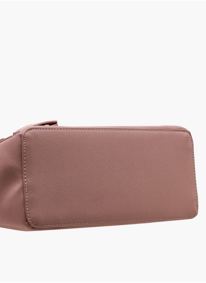 Solid Tote Bag with Zip Closure and Adjustable Strap