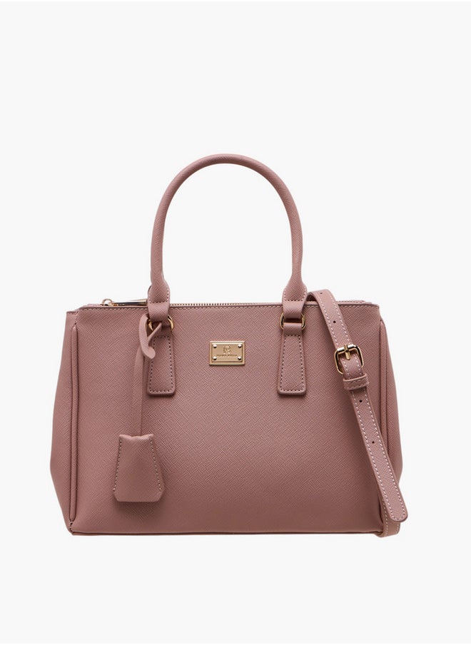 Solid Tote Bag with Zip Closure and Adjustable Strap