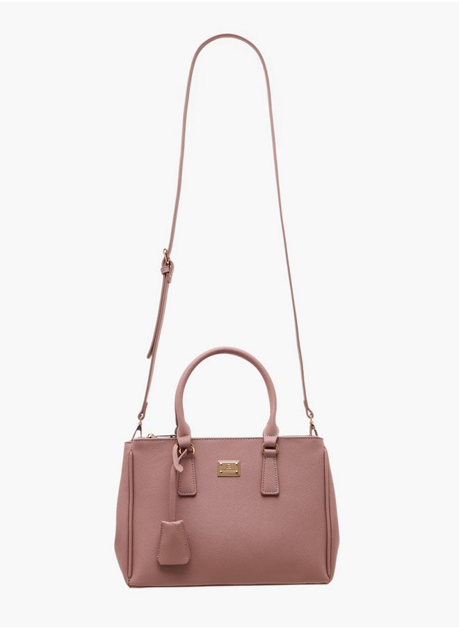 Solid Tote Bag with Zip Closure and Adjustable Strap
