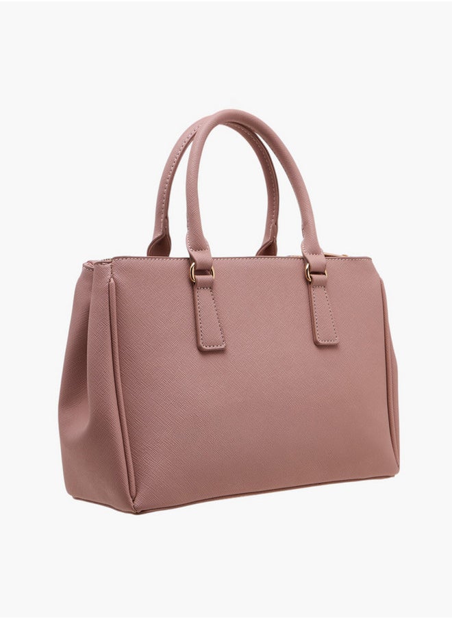Solid Tote Bag with Zip Closure and Adjustable Strap