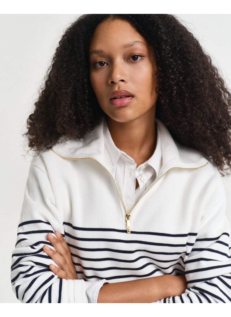 Ribbed Breton Half-Zip Sweatshirt