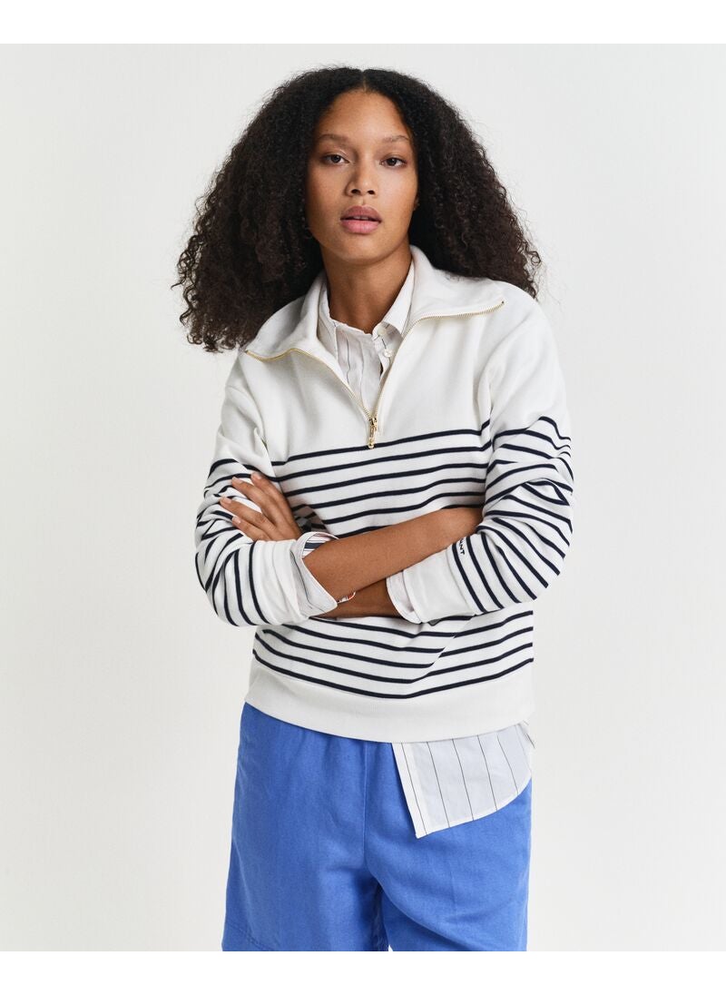 Ribbed Breton Half-Zip Sweatshirt