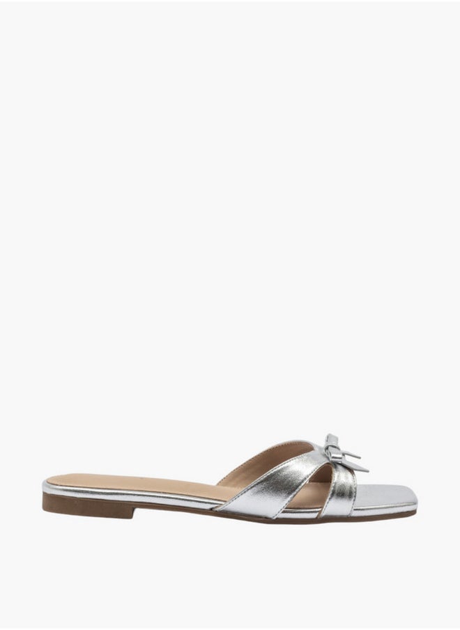 Bow Accent Slip-On Flat Sandals