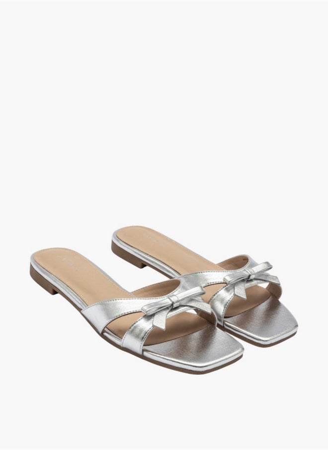Bow Accent Slip-On Flat Sandals