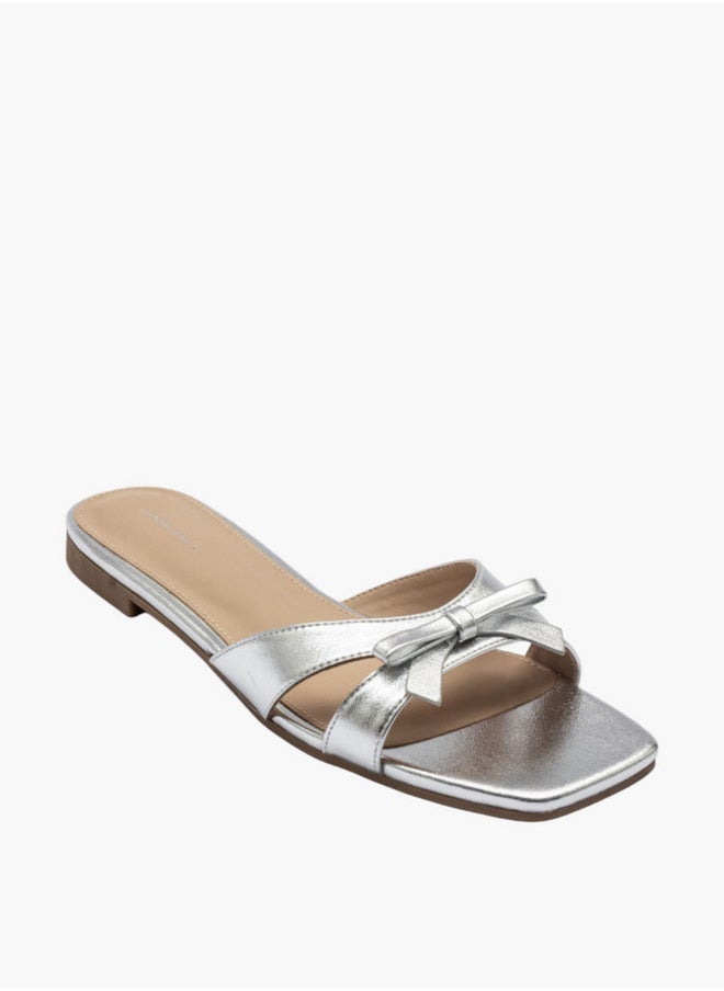 Bow Accent Slip-On Flat Sandals
