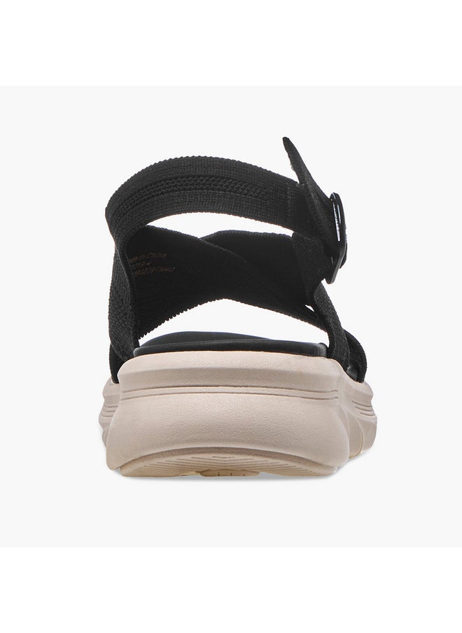 Women's Textured Cross Strap Sandals with Buckle Closure