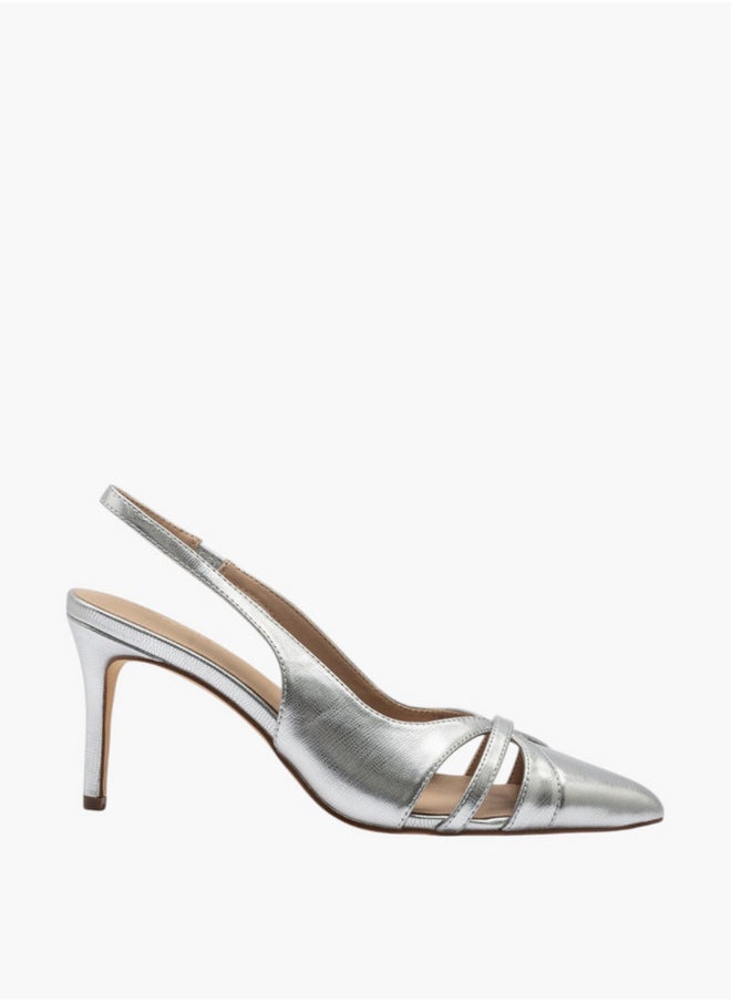Solid Slingback Shoes with Stiletto Heels