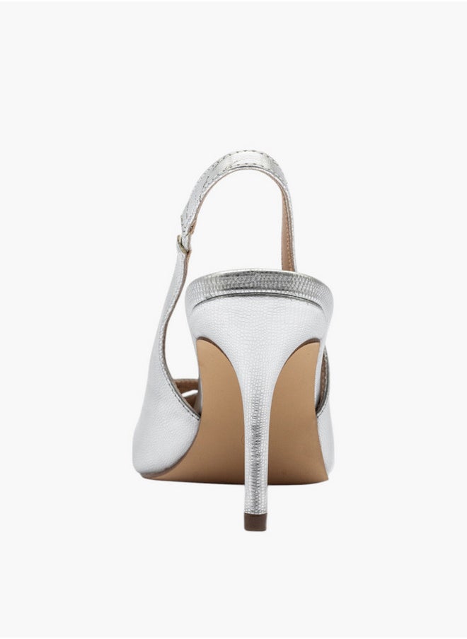 Solid Slingback Shoes with Stiletto Heels