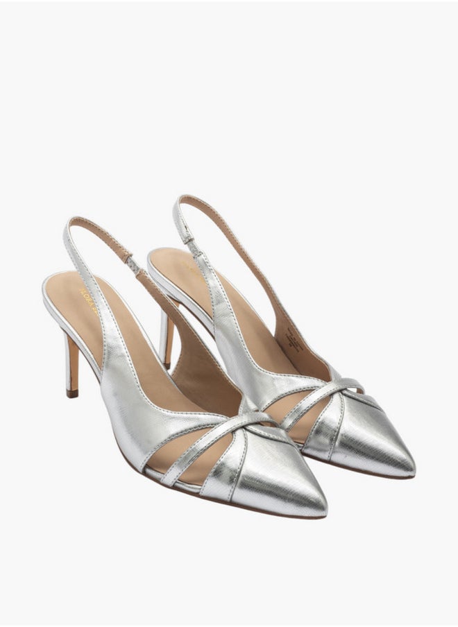 Solid Slingback Shoes with Stiletto Heels