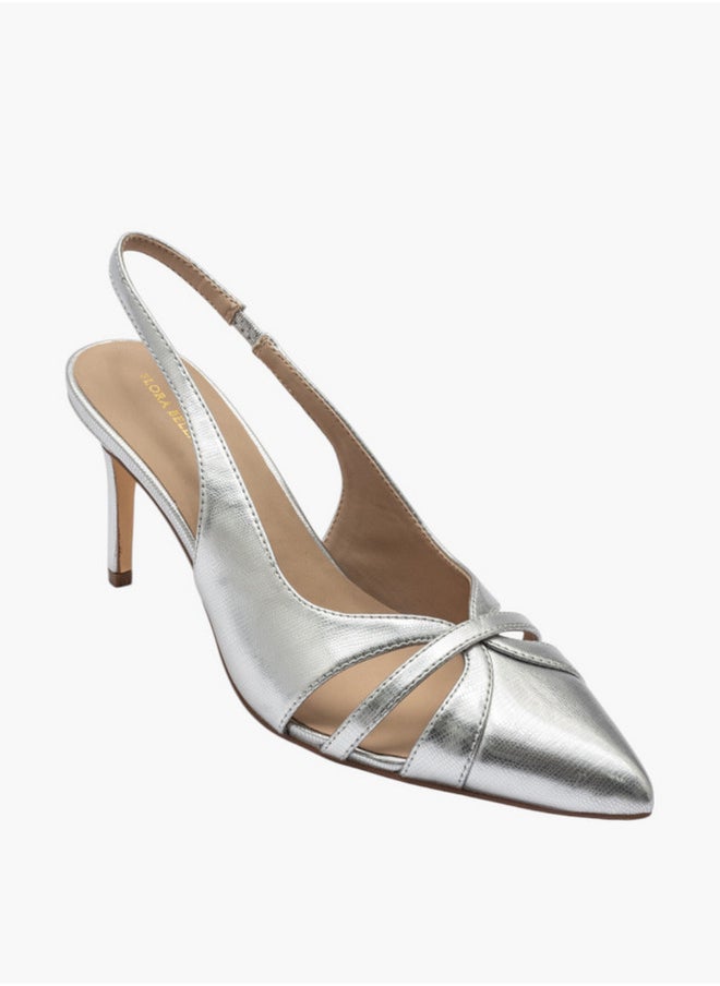 Solid Slingback Shoes with Stiletto Heels