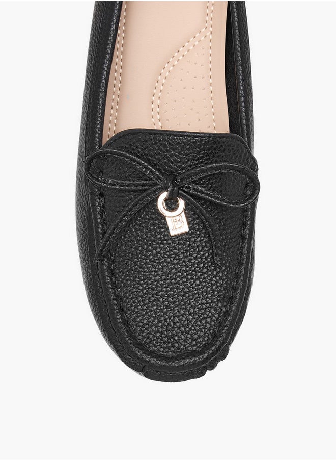 Women's Monogram Print Wedge Comfort Shoes with Bow Detail