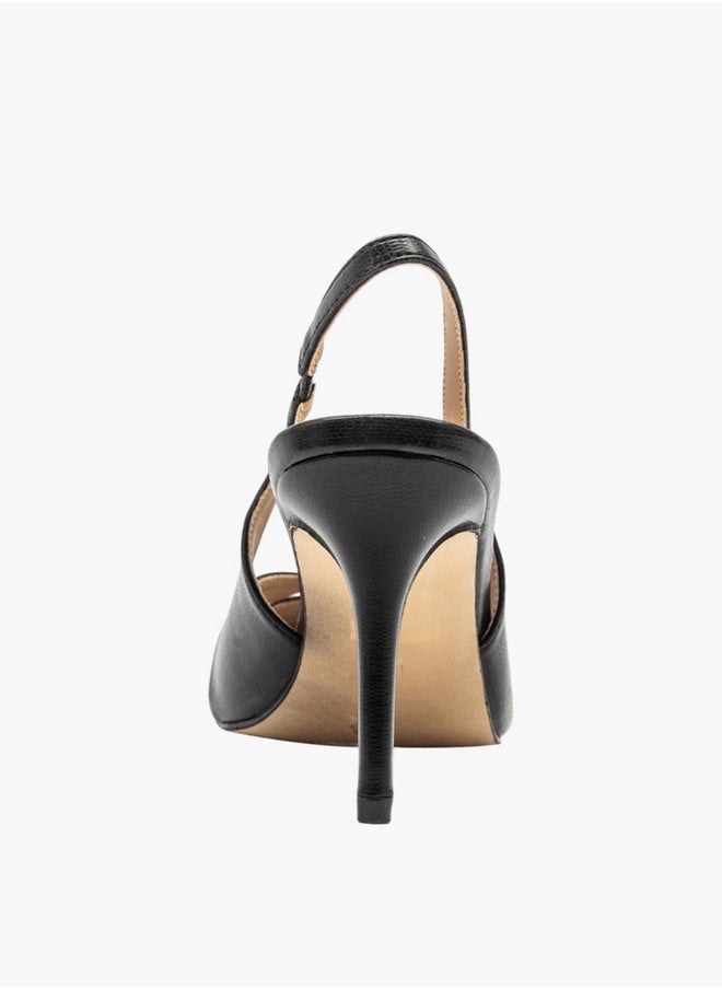 Solid Slingback Shoes with Stiletto Heels