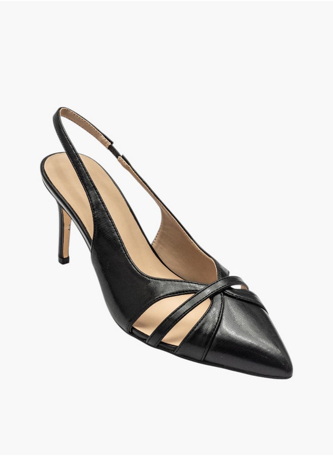 Solid Slingback Shoes with Stiletto Heels