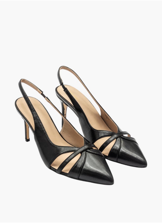 Solid Slingback Shoes with Stiletto Heels