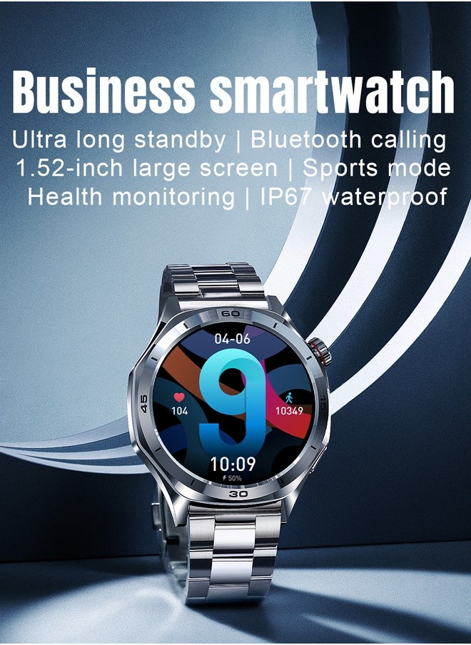 Men's Bluetooth Smartwatch, 1.52-Inch Full-Screen Touch, IP67 Waterproof, Answer/Make Phone Function, Exercise And Sleep Monitoring, Universal For Android And IOS Systems,Smart Watch RT i129