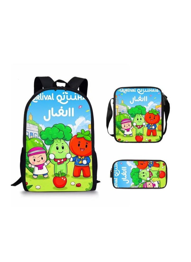Cartoon style universal three-piece schoolbag - 1376