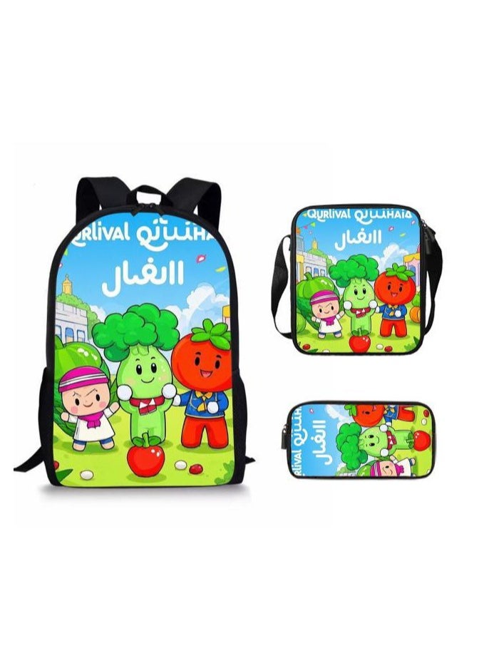 Cartoon style universal three-piece schoolbag - 1376