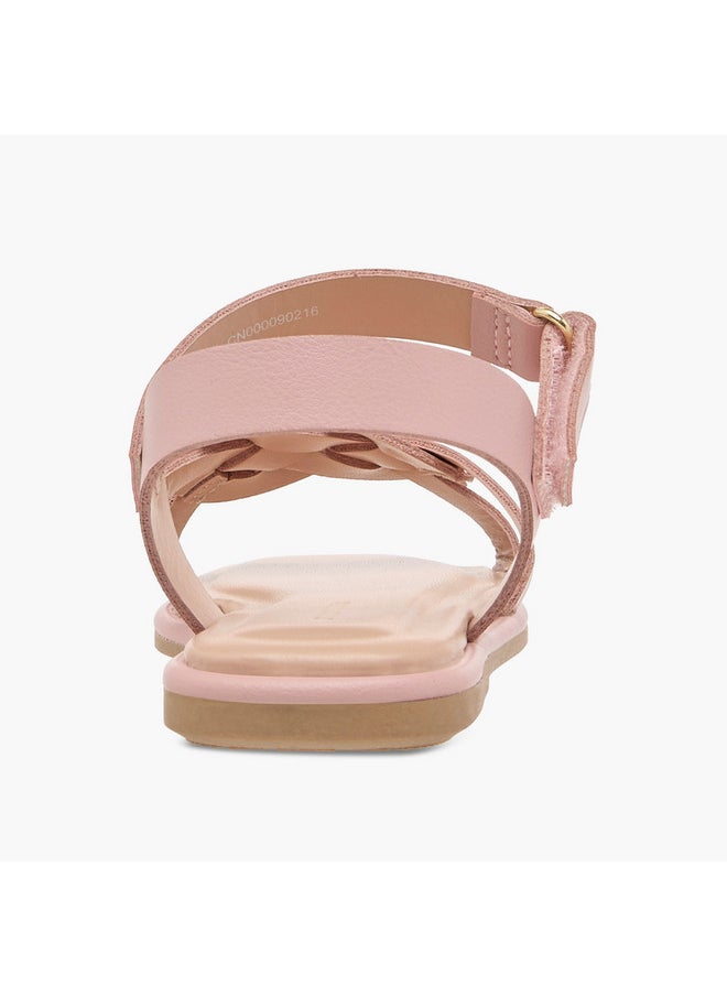 Girls Strap Detail Sandals with Hook and Loop Closure