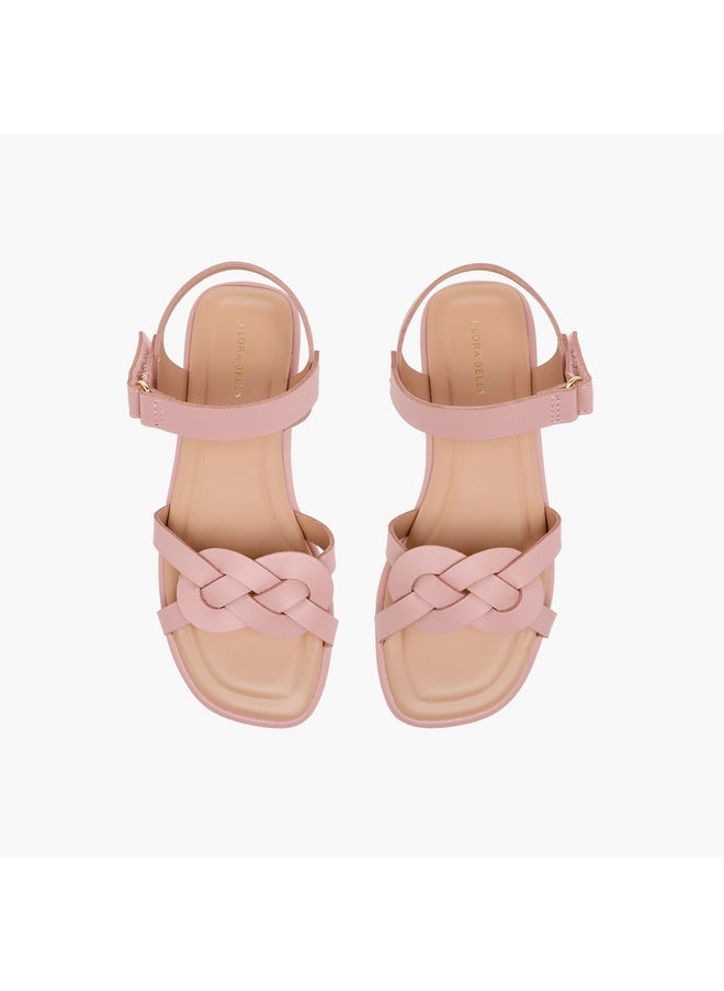 Girls Strap Detail Sandals with Hook and Loop Closure