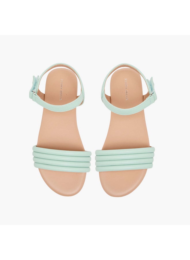 Girls Strap Detail Sandals with Hook and Loop Closure
